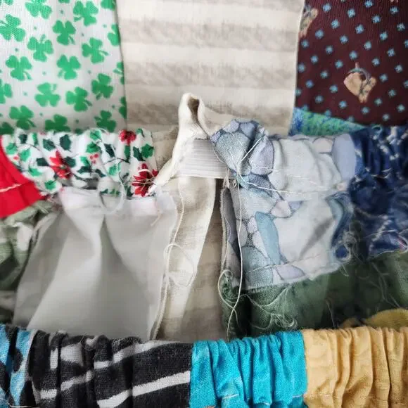 Vintage 70s Handmade Multicolor Patchwork Maxi Skirt Elastic Waist L XL - Picture 4 of 5